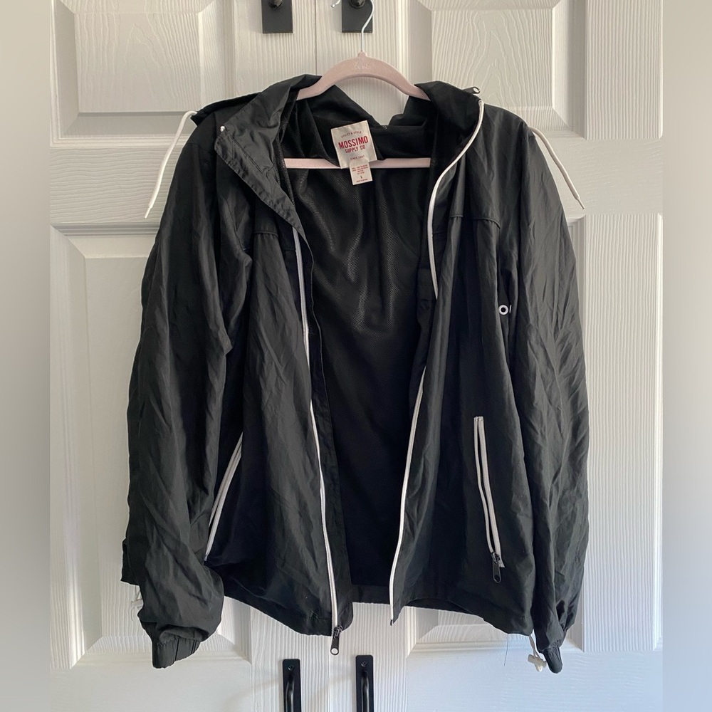 Mossimo Supply Co. Black Wind Breaker Jacket - 90s Style Simple Athleisure